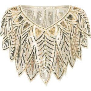 BABEYOND 1920s Sequin Beaded Shawl Wrap Evening Cape Bridal Bolero Flapper Cover
